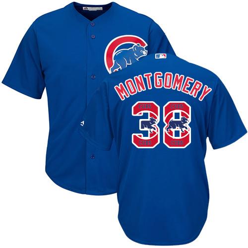 Cubs #38 Mike Montgomery Blue Team Logo Fashion Stitched MLB Jersey